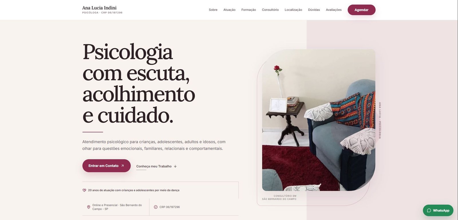 Tela do projeto Psicóloga